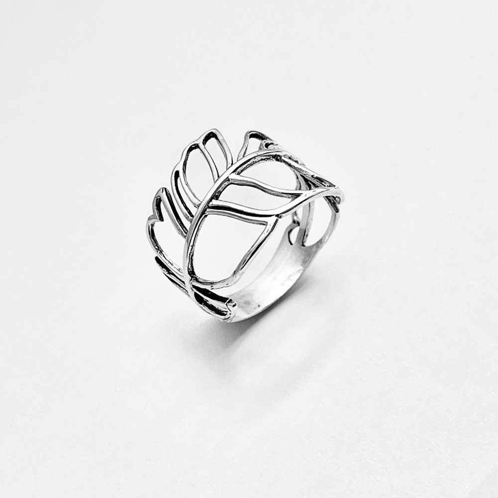Sterling Silver Thin Delicate Cut Out Leaf Ring, Silver Rings, Tree of Life Ring